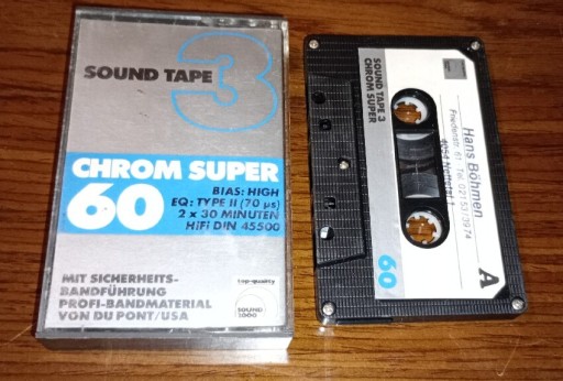 Zdjęcie oferty: Chrom super 60 sound tape 3 kaseta magnetofonowa