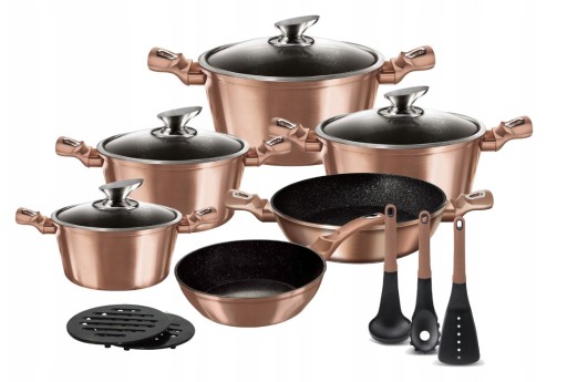 Zdjęcie oferty: Zestaw garnków Zilner Rose Gold aluminiowe 15 el.
