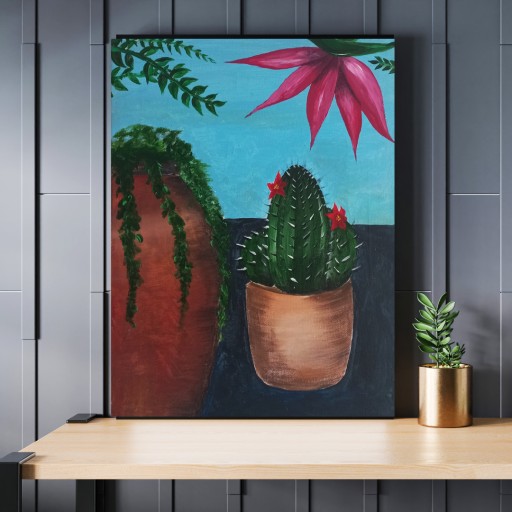 Zdjęcie oferty: Obraz akrylowy natura rośliny kaktus kwiaty 30x40