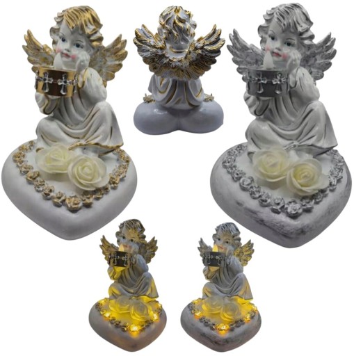 Zdjęcie oferty: ANIOŁ SOLARNY ZNICZ WIECZNY DUŻY NA GRÓB BIAŁO ZŁOTY LUB BIAŁO SREBRNY 