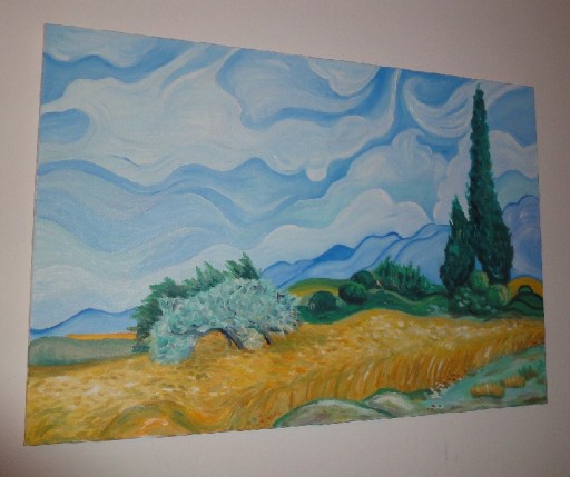 Zdjęcie oferty: Obraz olejny van Gogh pole pszenicy z cyprysami