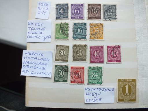 Zdjęcie oferty: 15szt. znaczki Strefa Okupacyjna Niemcy 1946 ZONE