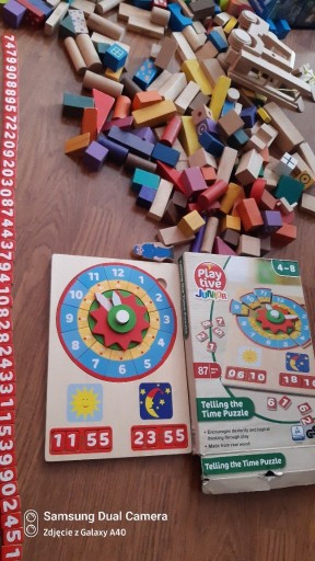 Zdjęcie oferty: Drewniane klocki JENGA, ZEGAR do nauki puzzle, gra