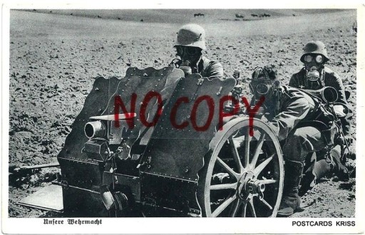 Zdjęcie oferty: Niemcy II WŚ -Armata -Artyleria w Gazmaskach 