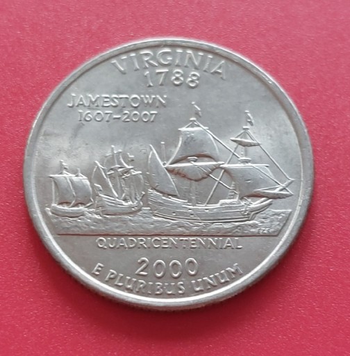 Zdjęcie oferty: Moneta 1/4 dolara USA - 2000. Virginia 1788.