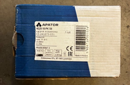 Zdjęcie oferty: Łącznik krzywkowy w obudowie Apator 4G25-10-PKS6
