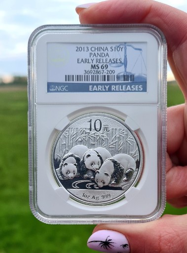 Zdjęcie oferty: Srebrna moneta 10 Yuan Chińska Panda 2013 NGC, 1oz