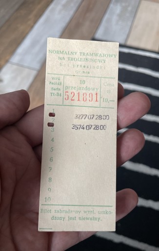 Zdjęcie oferty: Stary bilet PRL70-80 TRAMWAJ LUB TROLEJBUS