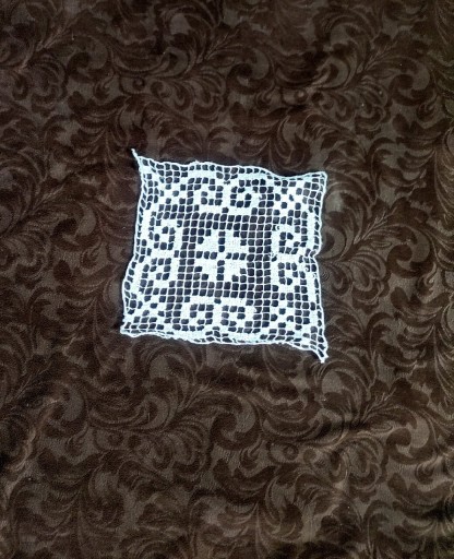 Zdjęcie oferty: Koronka siatkowa (filet)  cudowna serwetka  21x21 cm  (rękodzieło) 