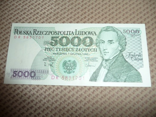 Zdjęcie oferty: Banknot widoczny na zdjęciu 5000 zł 1988 rok