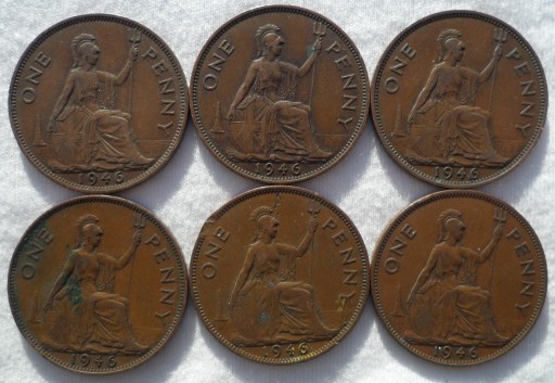 Zdjęcie oferty: Brytania Anglia UK Jerzy VI 1 penny pens 1946 1szt