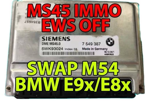 Zdjęcie oferty: sterownik BMW E60 M54 SIEMENS MS45 bez IMMO EWS
