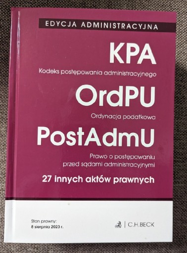 Zdjęcie oferty: Ustawy edycja administracyjna - KPA, OP, PPSA