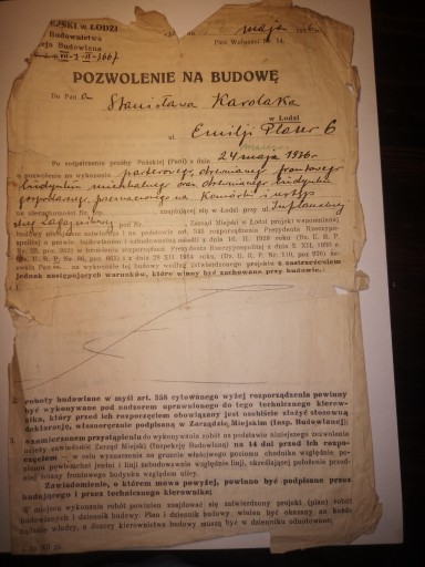 Zdjęcie oferty: POZWOLENIE NA BUDOWĘ 1936