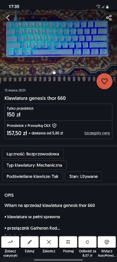 Zdjęcie oferty: Klawiatura genesis thor 660