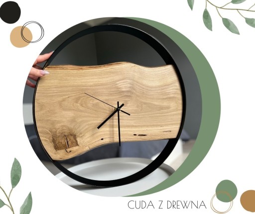 Zdjęcie oferty: Drewniany zegar w obręczy 40 cm