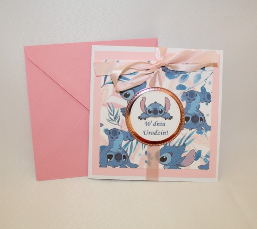 Zdjęcie oferty: Kartka na urodziny dla dzieci Stitch Sticz różowa
