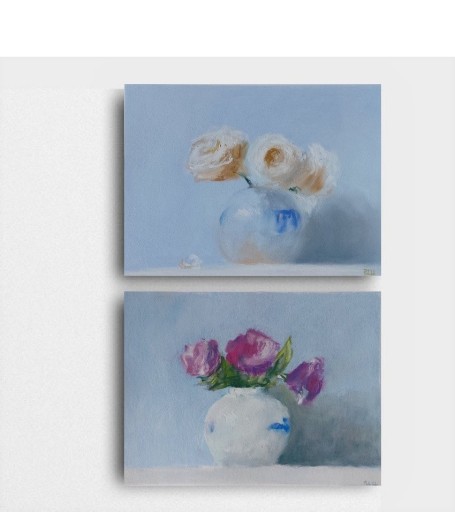 Zdjęcie oferty: Kwiaty-dwie prace wykonane pastelami