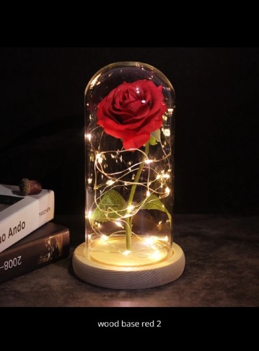 Zdjęcie oferty: Róża w szklanej kopule wood base red