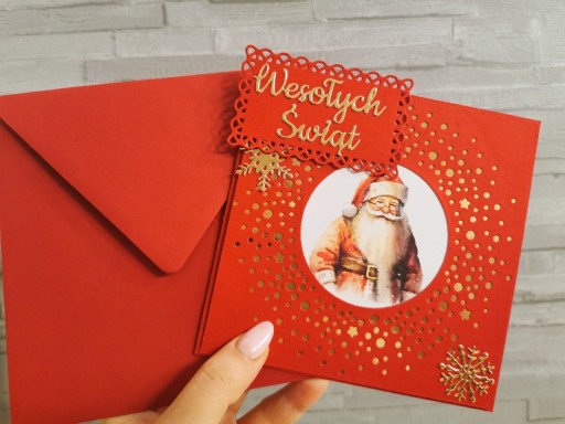 Zdjęcie oferty: Kartka świąteczna złota scrapbooking handmade 