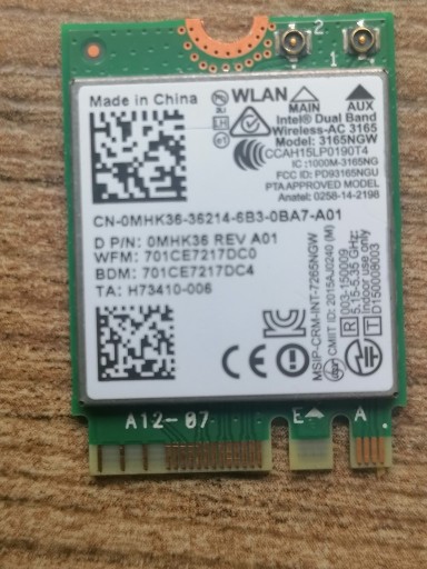 Zdjęcie oferty: Karta sieciowa Wifi Intel 3165NGW