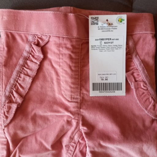 Zdjęcie oferty: Spodnie rózowe z falbankami coccodrillo 92 nowe