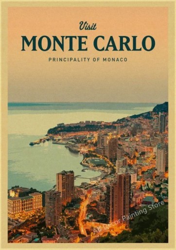 Zdjęcie oferty: PIĘKNY plakat vintage MONTE CARLO Monako