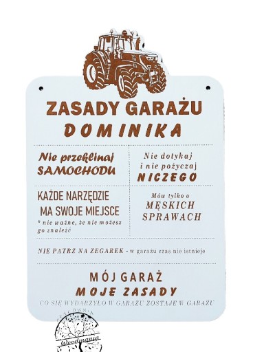 Zdjęcie oferty: Zasady garażu, tabliczka, śmieszny prezent 