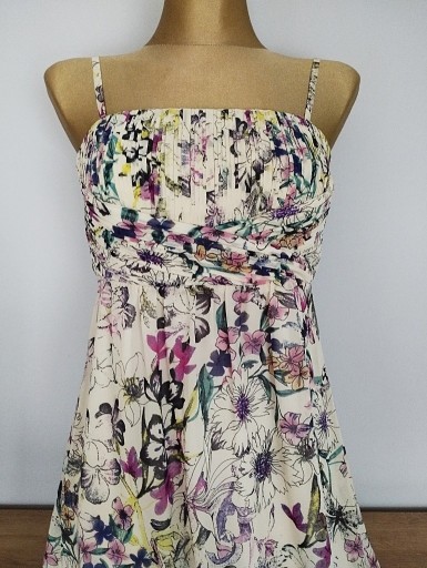 Zdjęcie oferty: Spirit długa maxi kremowa sukienka w kwiaty XS / S