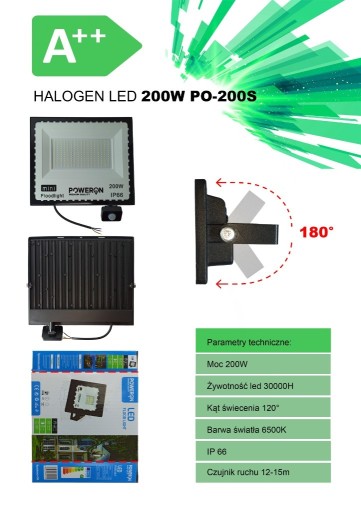 Zdjęcie oferty: Hurtowa sprzedaż Halogen LED 200W z czujnikiem A++