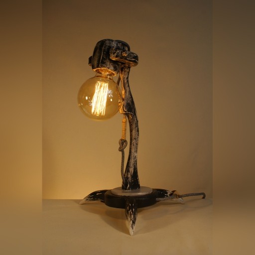 Zdjęcie oferty: LAMPA STOJĄCA EDISON DREWNIANA RETRO RĘKODZIEŁO