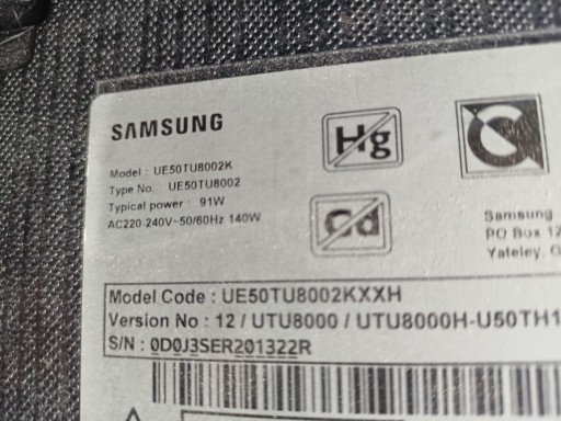 Zdjęcie oferty: Telewizor Samsung UE50TU8002K zbity