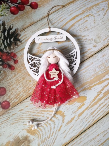 Zdjęcie oferty: Świąteczny Aniołek makrama zawieszka 