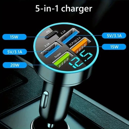 Zdjęcie oferty: Ładowarka samochodowa 5 portów USB 