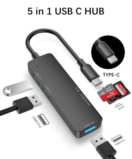 Zdjęcie oferty: 5 w 1 - Hub USB C z czytnikiem kart SD i microSD