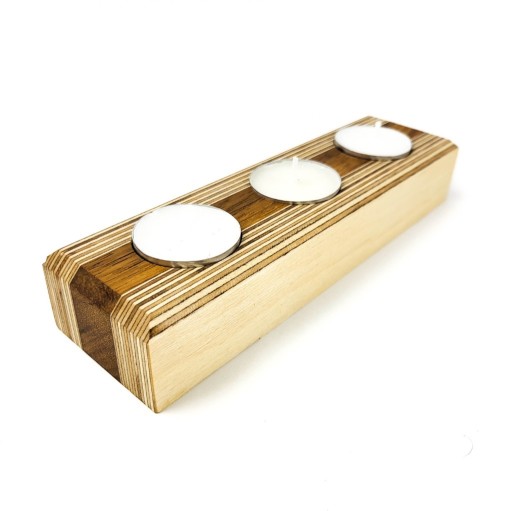 Zdjęcie oferty: Świecznik potrójny na tealight - drewno, handmade 