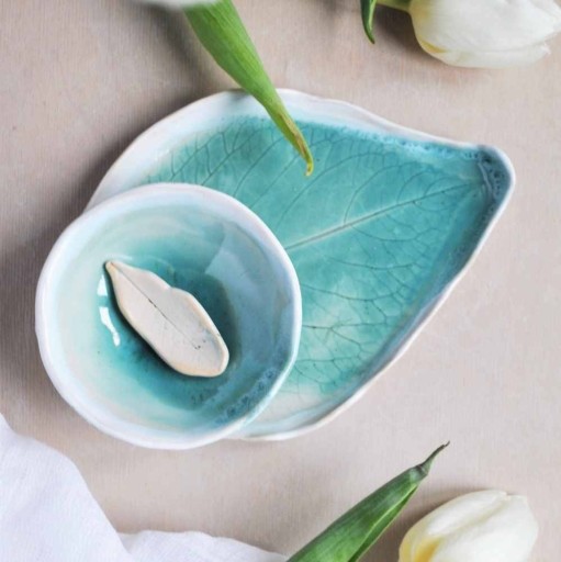 Zdjęcie oferty: Ceramiczny zestaw do sushi turkusowy liść prezent
