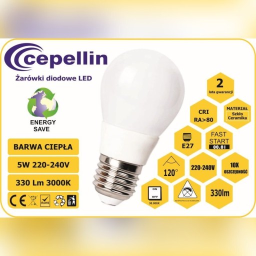 Zdjęcie oferty: Żarówka LED A50-CC 5W. 2700K, 330LM, Gwint  E27