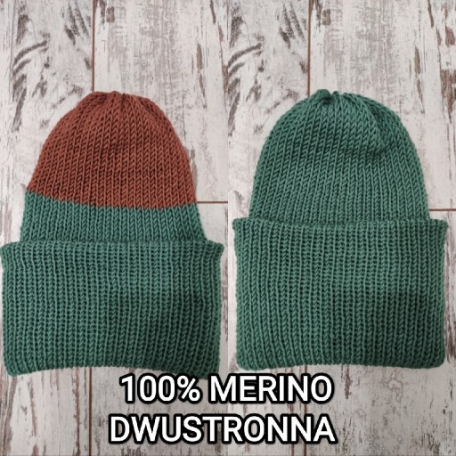 Zdjęcie oferty: Czapka 100% merino dwustronna