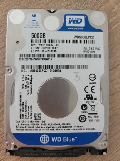 Zdjęcie oferty: Dysk twardy HDD WD WD5000LPCX-24C6HT0 500GB 2,5"