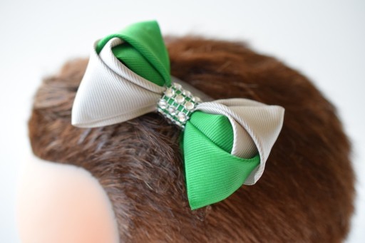 Zdjęcie oferty: kokarda do włosów na grzebyku - zielono-szara