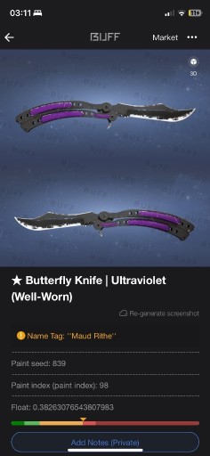 Zdjęcie oferty: Butterfly Knife - Ultraviolet |WW| csgo skins