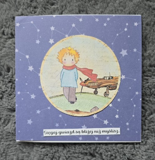 Zdjęcie oferty: Kartka urodzinowa ręcznie robiona mały książę dowolny napis