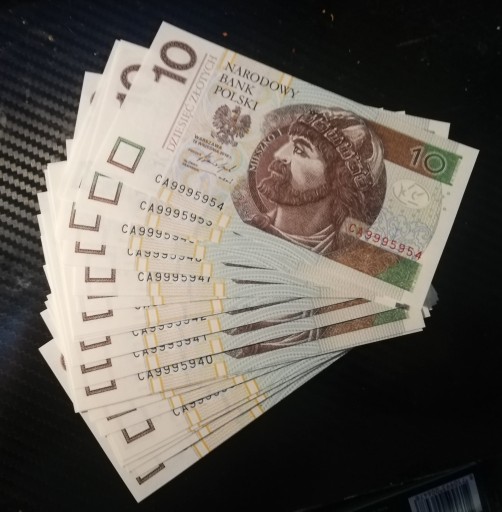 Zdjęcie oferty: 10 zł złotych UNC z paczki bankowej 2016 CA999xxx