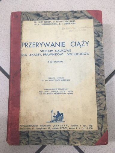 Zdjęcie oferty: PRZERYWANIE CIĄŻY 1934 MOSENKIS STUDJUM NAUKOWE