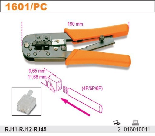 Zdjęcie oferty: Szczypce zaciskarka do RJ45 RJ12 RJ11 Beta 1601/PC