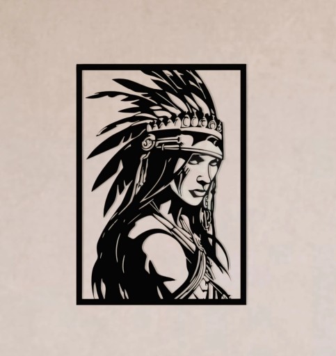 Zdjęcie oferty: Indianin, Amerykanin, wojownik. Obraz z drewna