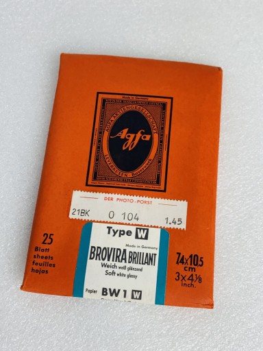 Zdjęcie oferty: Papier agfa brovira brillant 7,4x10,5 soft bw1 w