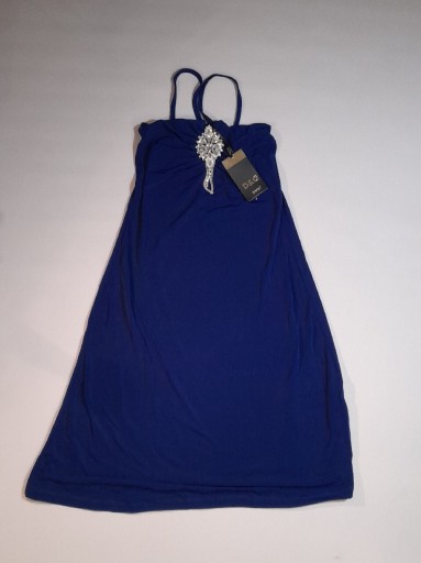 Zdjęcie oferty: Sukienka granatowa srebrna elegancka naszyjnik