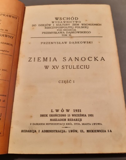 Zdjęcie oferty: ZIEMIA SANOCKA XV cz. 1 i 2 Sanok Dąbkowski UNIKAT